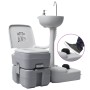 Set WC Portatile da Campeggio e Lavandino con Supporto Grigio