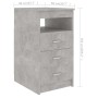 Cassettiera Grigio Cemento 40x50x76 cm in Legno Multistrato