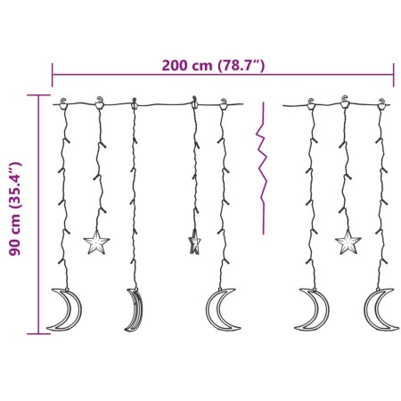 Luci Fatate Stella e Luna con Telecomando 138 LED Blu