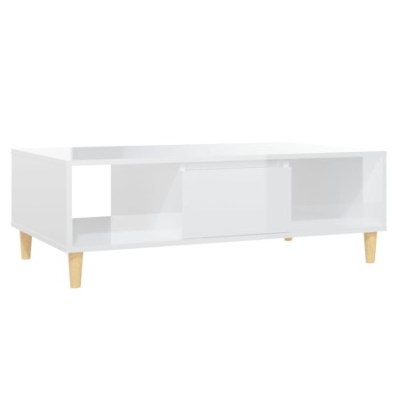 Tavolino Salotto Bianco Lucido 103,5x60x35 cm Legno Multistrato