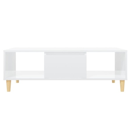 Tavolino Salotto Bianco Lucido 103,5x60x35 cm Legno Multistrato