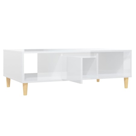 Tavolino Salotto Bianco Lucido 103,5x60x35 cm Legno Multistrato