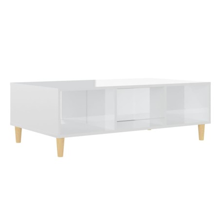 Tavolino Salotto Bianco Lucido 103,5x60x35 cm Legno Multistrato