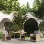 Tavolo da Giardino Beige 109x107x74 cm in Polyrattan e Acacia