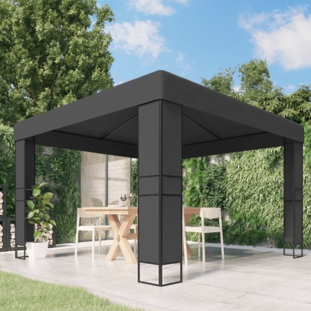 Gazebo con Tetto Doppio 3x3 m Antracite