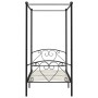 Letto a Baldacchino Nero in Metallo 90x200 cm