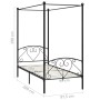 Letto a Baldacchino Nero in Metallo 90x200 cm