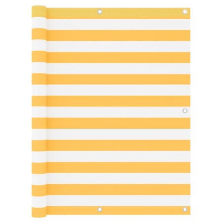 Paravento Balcone Bianco e Giallo 120x500 cm Tessuto Oxford