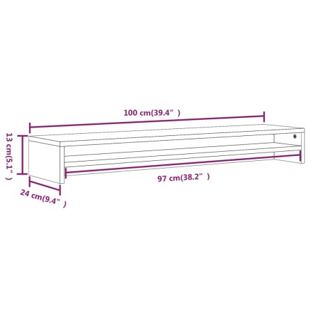 Supporto Monitor Grigio Sonoma 100x24x13cm in Legno Multistrato