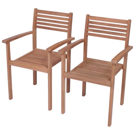 Sedie da Giardino 2 pz con Cuscini Rossi Massello di Teak