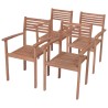 Sedie da Giardino 4 pz con Cuscini Antracite Massello di Teak