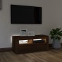 Mobile Porta TV con Luci LED Rovere Marrone 90x35x40 cm