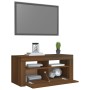 Mobile Porta TV con Luci LED Rovere Marrone 90x35x40 cm