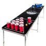 HI Tavolo Pieghevole Beer Pong Altezza Regolabile Nero