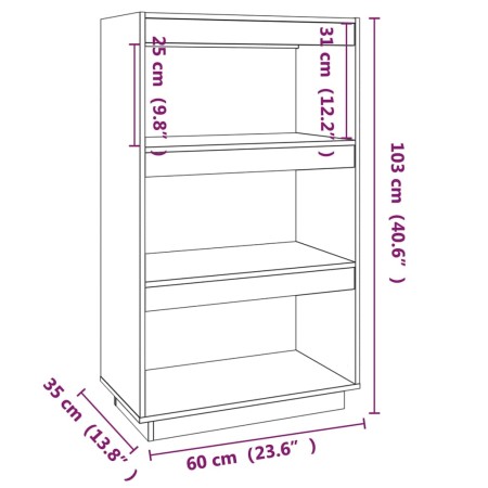 Libreria/Divisorio Bianco 60x35x103cm in Legno Massello di Pino