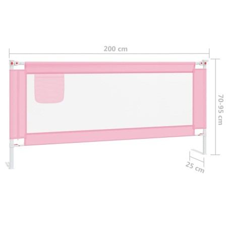 Sponda Letto di Sicurezza per Bambini Rosa 200x25 cm in Tessuto