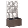 Letto Rialzato Traliccio 2 Vasi 58x30x107 cm Polyrattan Marrone