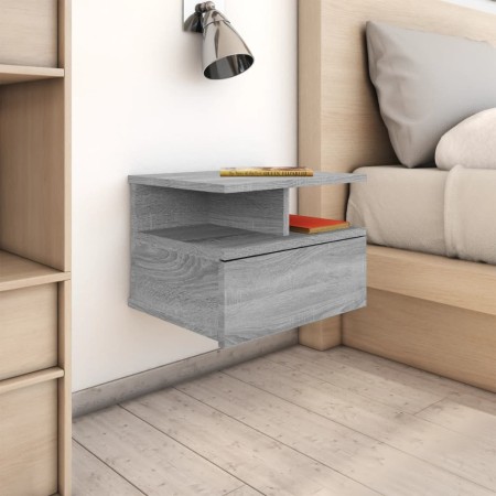 Comodini Pensili Grigio Sonoma 2pz 40x31x27cm Legno Multistrato