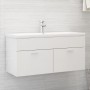 Mobile Lavabo Bianco Lucido 100x38,5x46 cm in Legno Multistrato