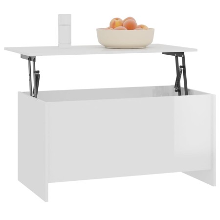 Tavolino Bianco Lucido 102x55,5x52,5 cm in Legno Multistrato