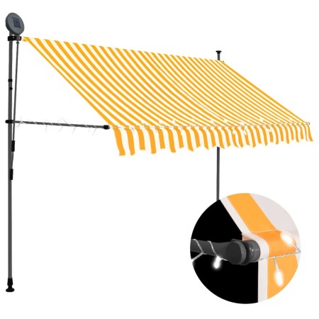 Tenda da Sole Retrattile Manuale LED 250 cm Bianca e Arancione