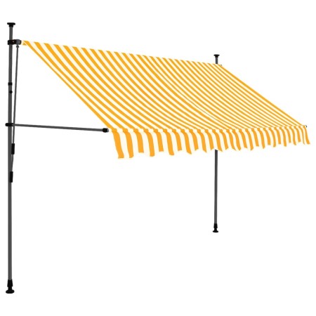 Tenda da Sole Retrattile Manuale LED 250 cm Bianca e Arancione