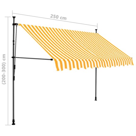 Tenda da Sole Retrattile Manuale LED 250 cm Bianca e Arancione