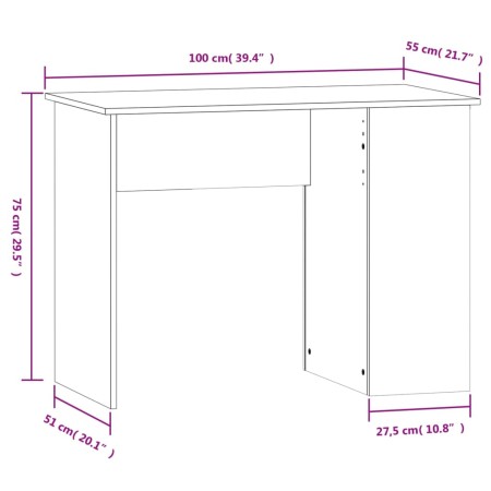 Scrivania Bianca 100x55x75 cm in Legno Multistrato