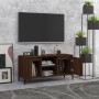 Mobile TV Gambe in Metallo Rovere Marrone 103,5x35x50 cm