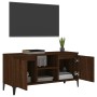 Mobile TV Gambe in Metallo Rovere Marrone 103,5x35x50 cm