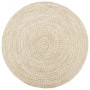 Tappeto Lavorato a Mano in Juta Bianco e Marrone 180 cm