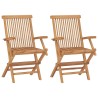 Sedie da Giardino 2 pz con Cuscini Verdi Legno Massello di Teak