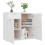 Credenza Bianco Lucido 80x36x75 cm in Legno Multistrato