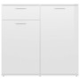 Credenza Bianco Lucido 80x36x75 cm in Legno Multistrato