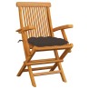 Sedie da Giardino con Cuscini Tortora 6 pz Legno Massello Teak
