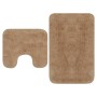 Set Tappetini per Bagno 2 pz in Tessuto Beige