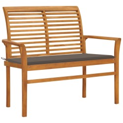 Panca da Giardino e Cuscino Grigio Talpa 112 cm Massello Teak