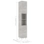 Mobile da Bagno Grigio Cemento 30x30x179 cm Legno Multistrato