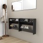 Scarpiere a Muro 2pz Nero Lucido 80x18x60cm Legno Multistrato