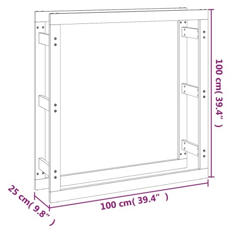 Portalegna 100x25x100 cm in Legno Massello di Pino