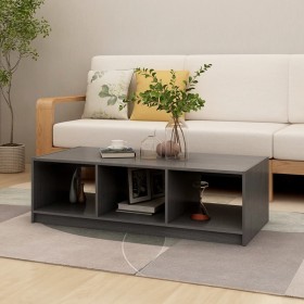 Tavolino da Salotto Grigio 110x50x34 cm Legno Massello di Pino