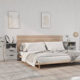 Comodini 2 pz Grigio Cemento in Legno Multistrato