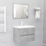 Set Mobili da Bagno 2 pz Grigio Cemento in Legno Multistrato