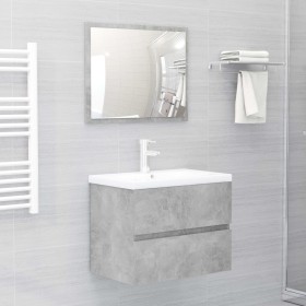 Set Mobili da Bagno 2 pz Grigio Cemento in Legno Multistrato