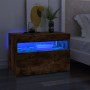 Mobile Porta TV con Luci LED Rovere Fumo 60x35x40 cm