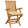 Sedie Giardino 6pz con Cuscini Bianco Crema Legno Massello Teak