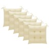 Sedie Giardino 6pz con Cuscini Bianco Crema Legno Massello Teak