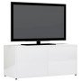 Mobile Porta TV Bianco Lucido 80x34x36 cm in Legno Multistrato