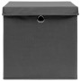 Scatole Portaoggetti con Coperchi 4pz Grigi 32x32x32 cm Tessuto