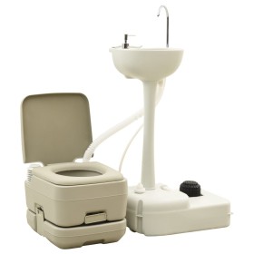 Set WC Portatile da Campeggio 10+10L Lavandino 20L Grigio